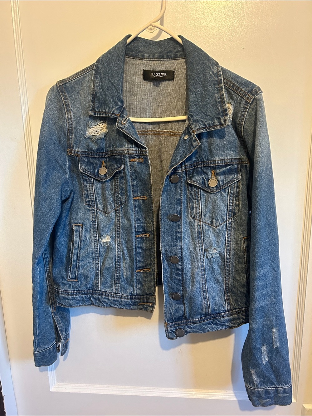 Black Label Women's Blue Distressed Denim Jacket